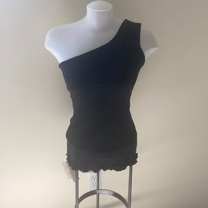 Pat Dahnke One Shoulder Black Top size small NWT